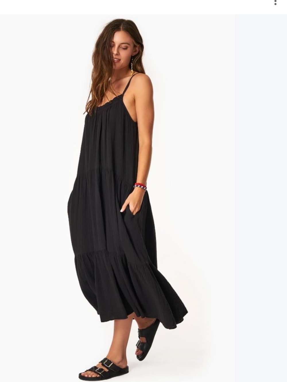 Xirena Cara Gauze Cotton Tiered Spaghetti Strap Midi Dress XS